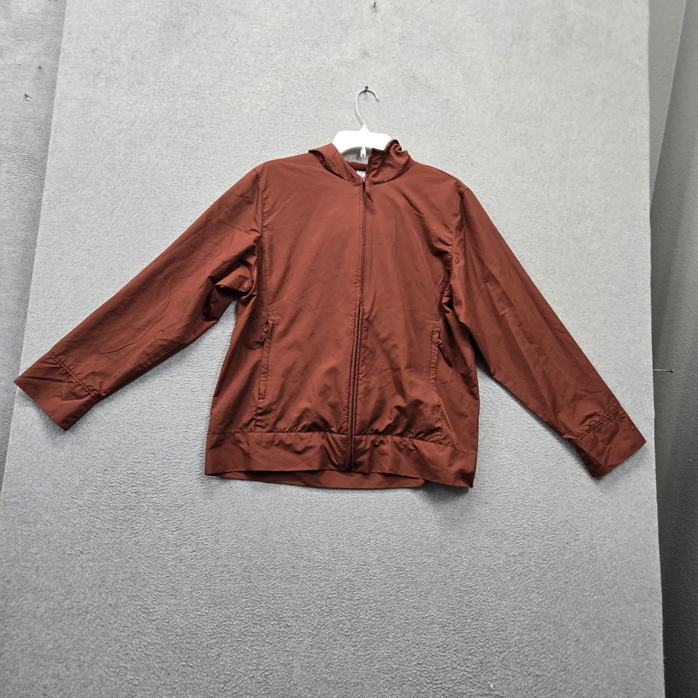 VINTAGE Nike Women Hoodie M Orange Satin Full Zip Mesh Zipped Lightweight Casual